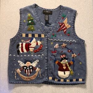 Festive Blue Embroidered Vest
